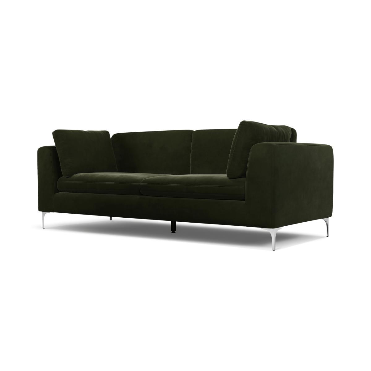 Monterosso 3 Seater Sofa, Dark Olive Velvet with Chrome Leg – image 3