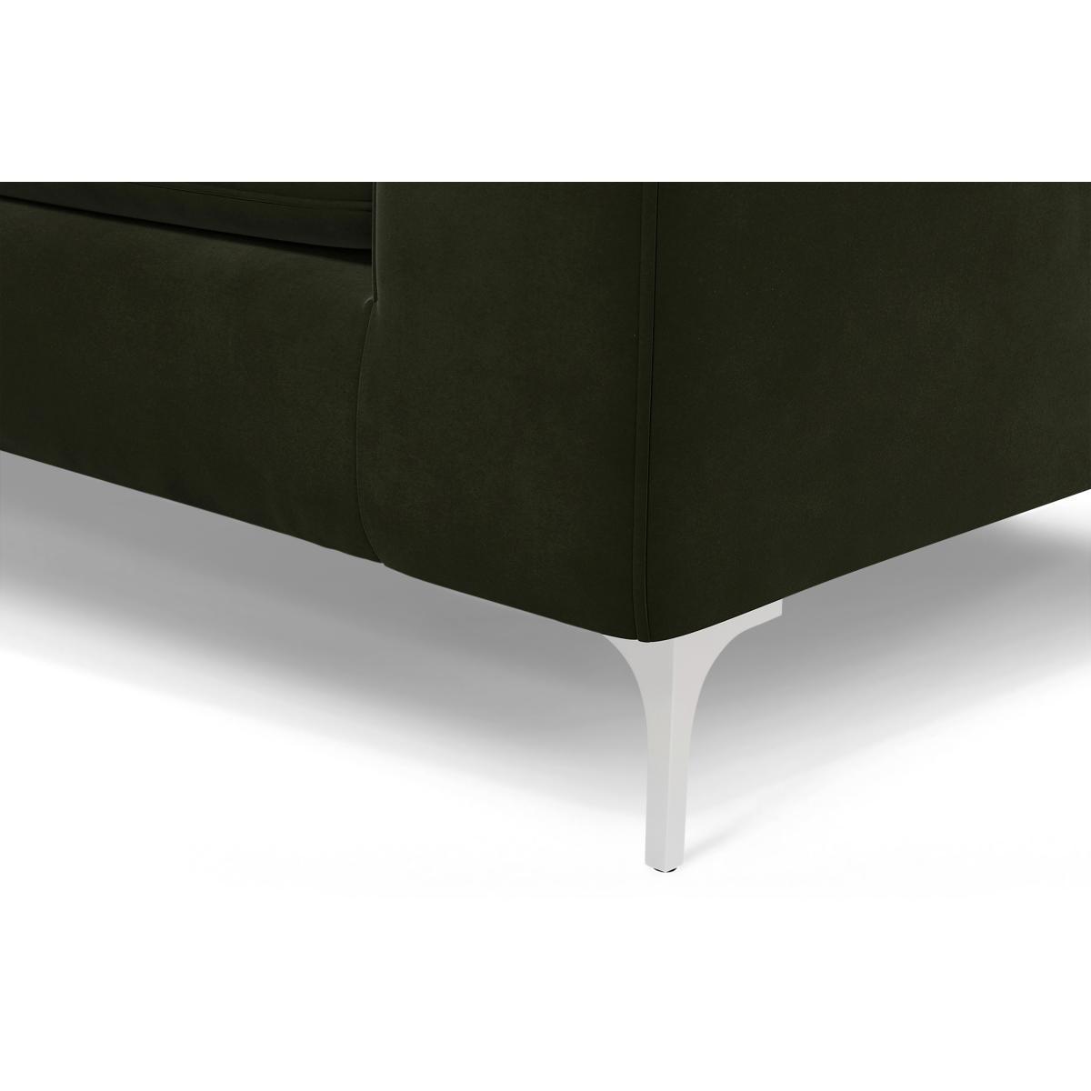 Monterosso 3 Seater Sofa, Dark Olive Velvet with Chrome Leg – image 5