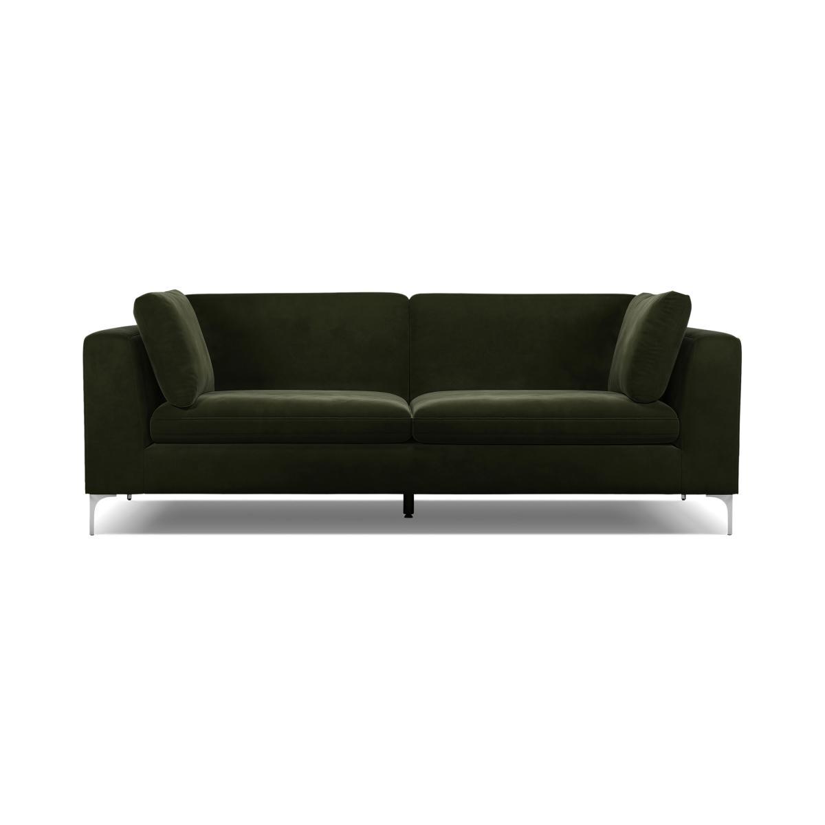 Monterosso 3 Seater Sofa, Dark Olive Velvet with Chrome Leg – image 7