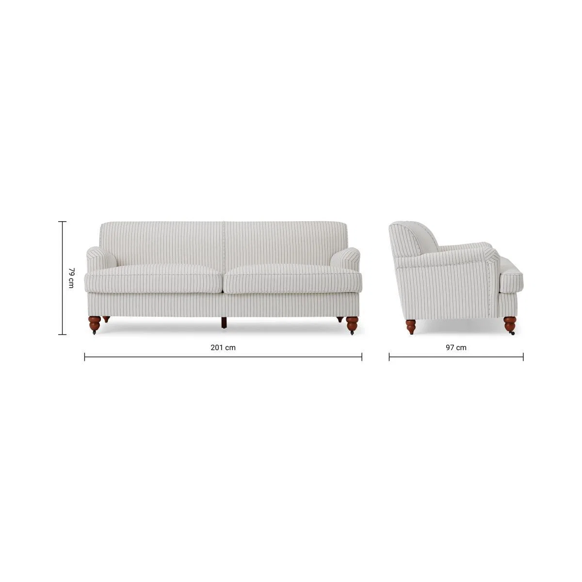 Orson 3 Seater Sofa, Off-White Striped Recycled Safi – image 9
