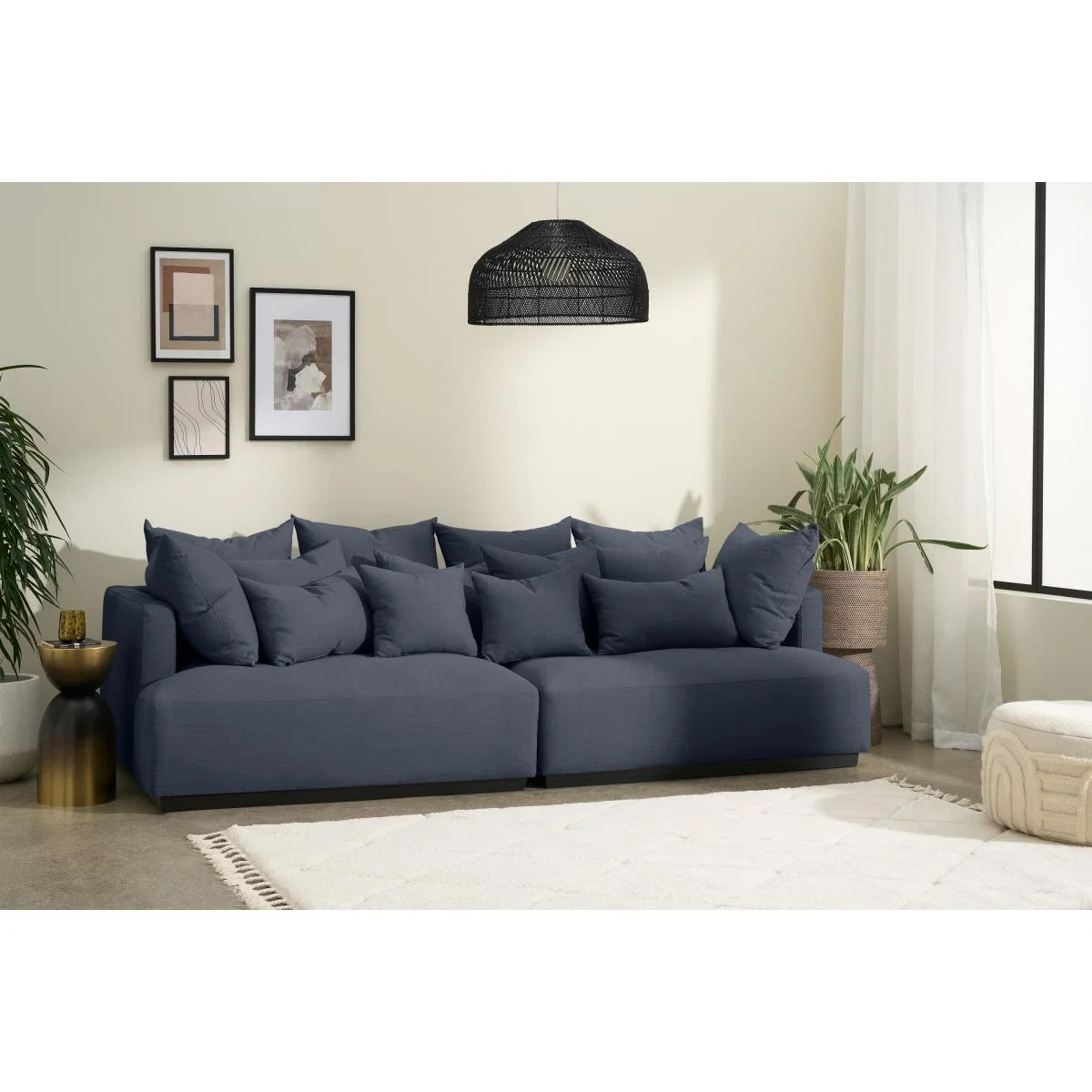 Laurin 3 Seater Sofa, Prussian Blue Linen – image 4