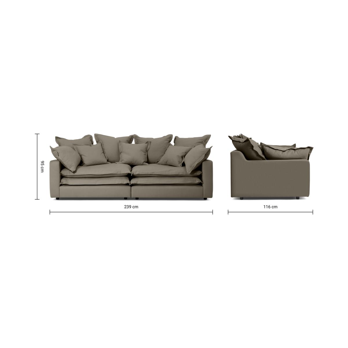 Calendre 3 Seater Sofa, Olive Brushed Cotton – image 9