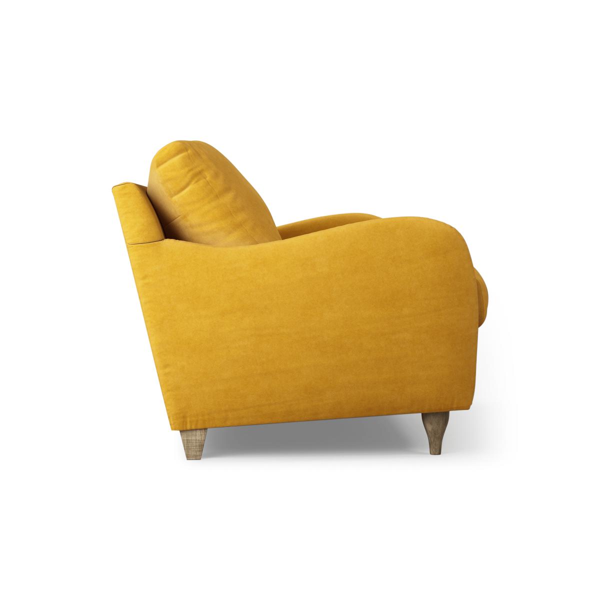 Sofia 3 Seater Sofa, Mustard Recycled Velvet with Light Wood Legs – image 5
