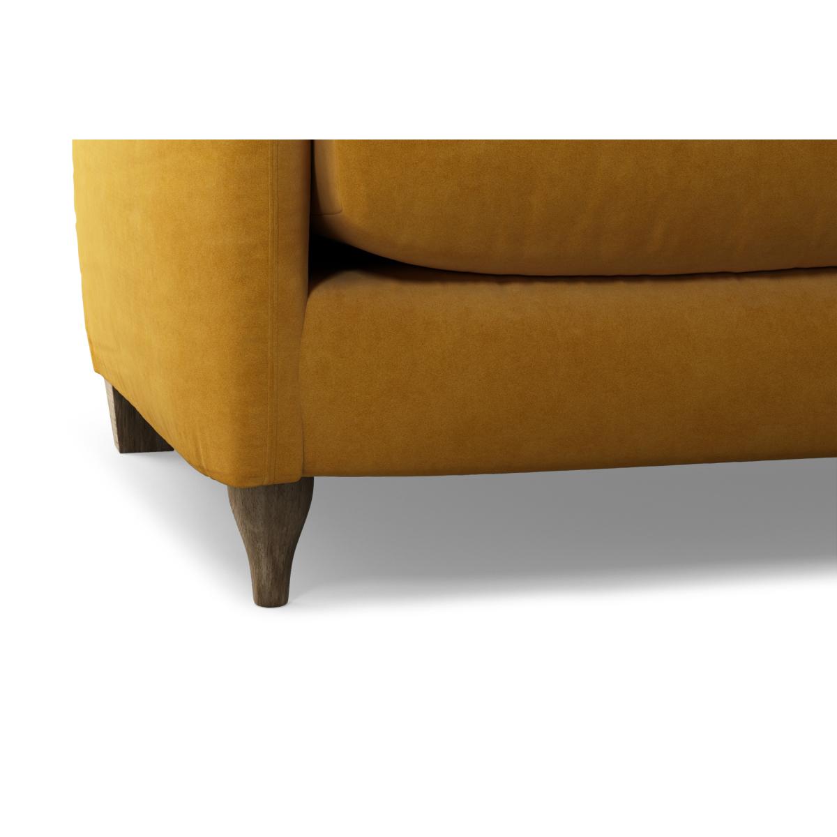 Sofia 3 Seater Sofa, Mustard Recycled Velvet with Light Wood Legs – image 7