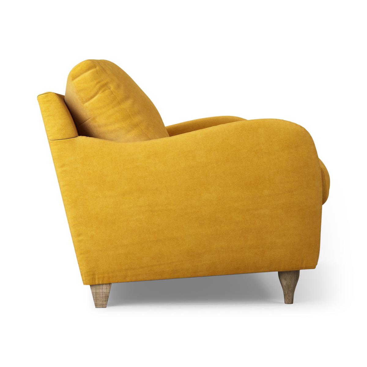 Sofia 3 Seater Sofa, Mustard Recycled Velvet with Light Wood Legs – image 8