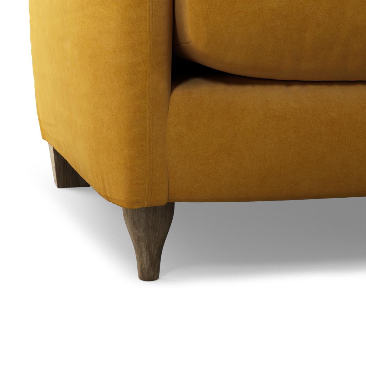 Sofia 3 Seater Sofa, Mustard Recycled Velvet with Light Wood Legs – image 10