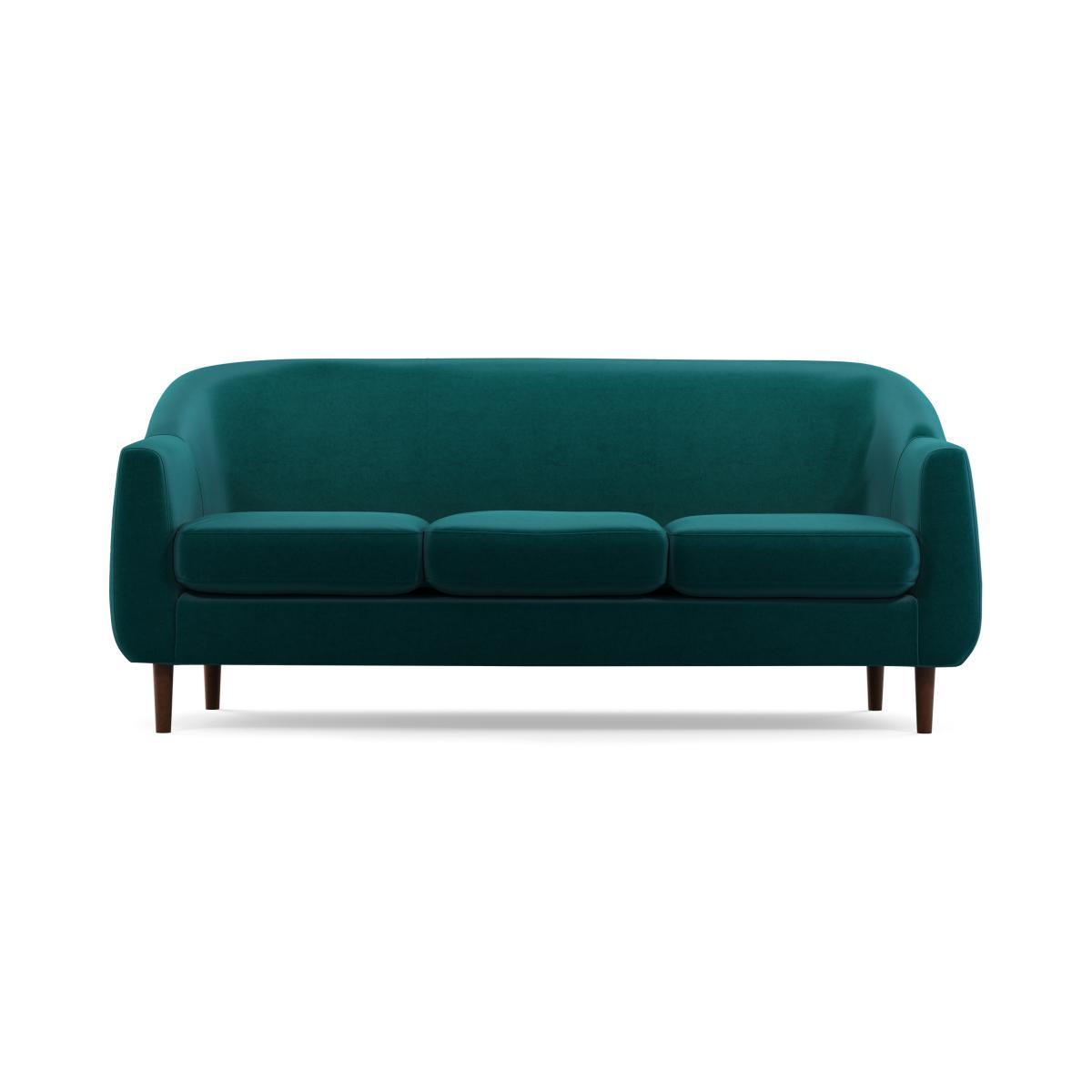 Tubby 3 seater, Tuscan Teal Velvet, Dark Wood Leg – image 2
