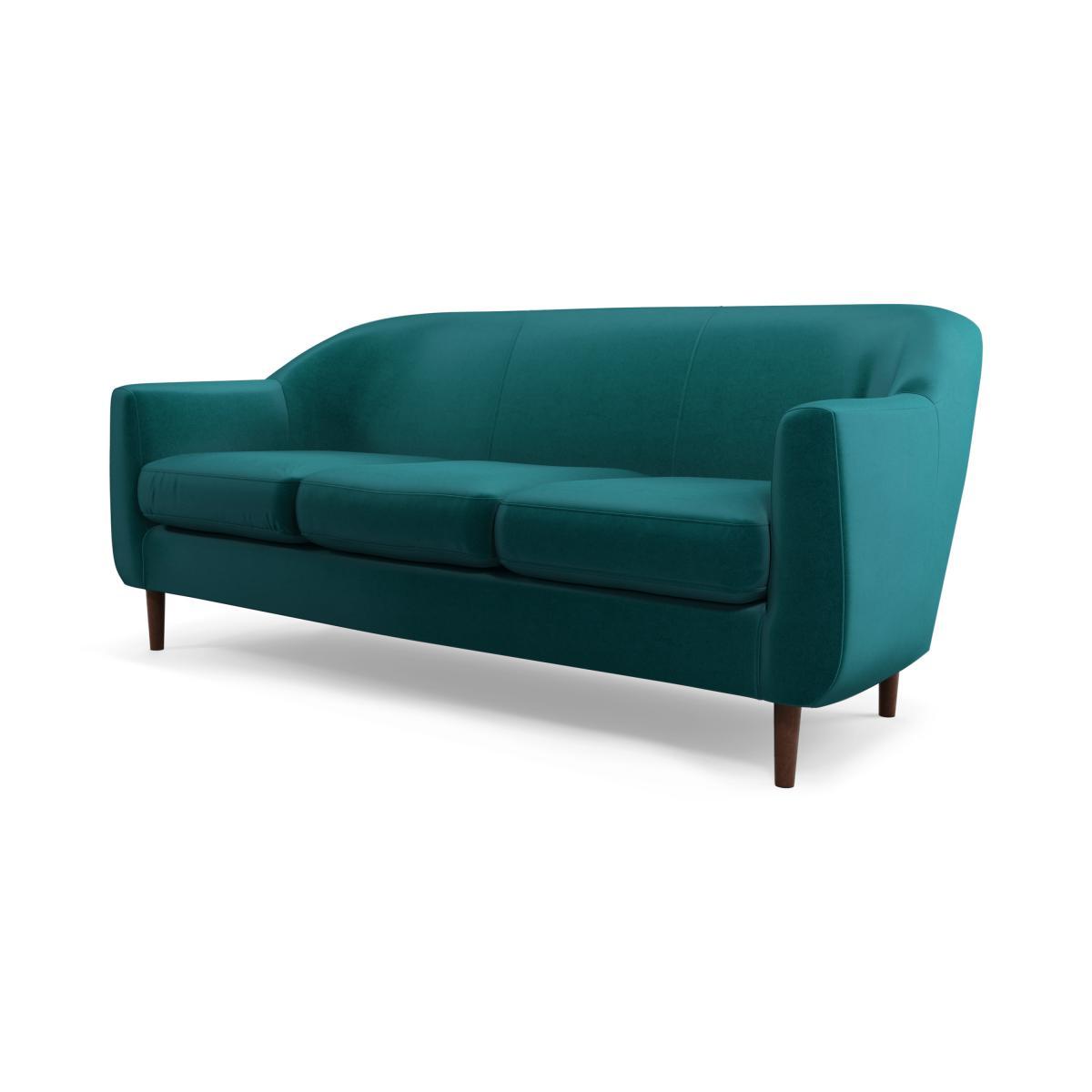Tubby 3 seater, Tuscan Teal Velvet, Dark Wood Leg – image 3