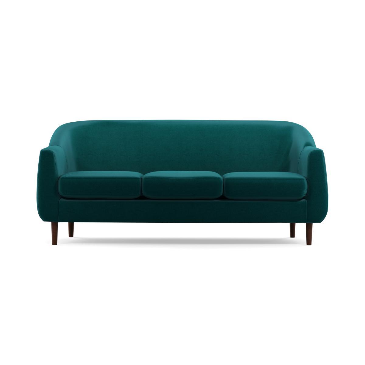 Tubby 3 seater, Tuscan Teal Velvet, Dark Wood Leg – image 4
