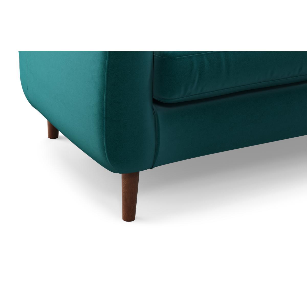 Tubby 3 seater, Tuscan Teal Velvet, Dark Wood Leg – image 6