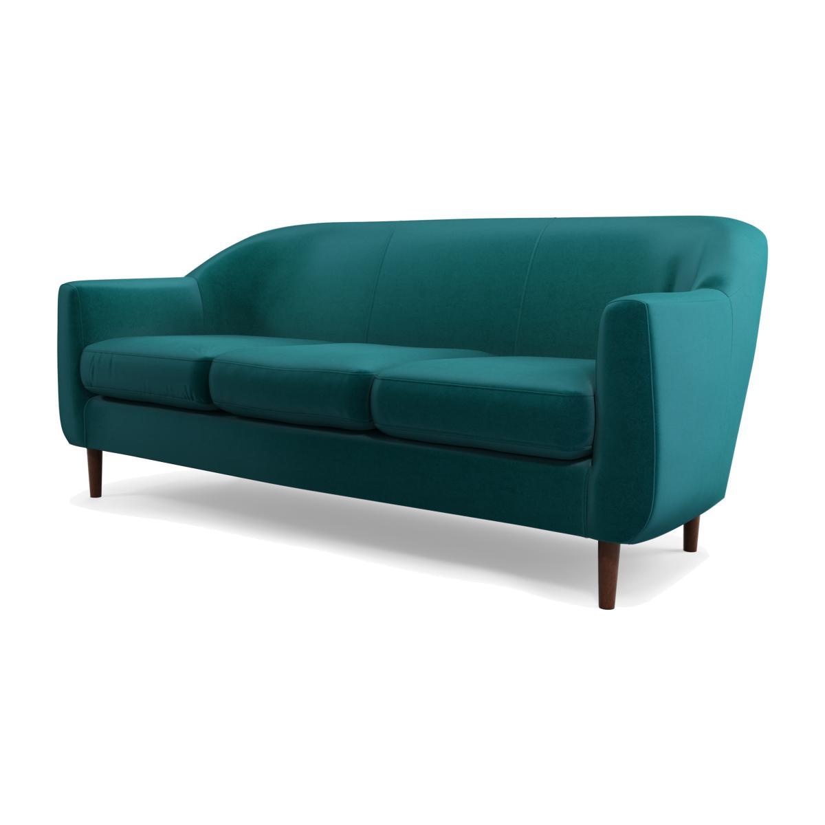 Tubby 3 seater, Tuscan Teal Velvet, Dark Wood Leg – image 1