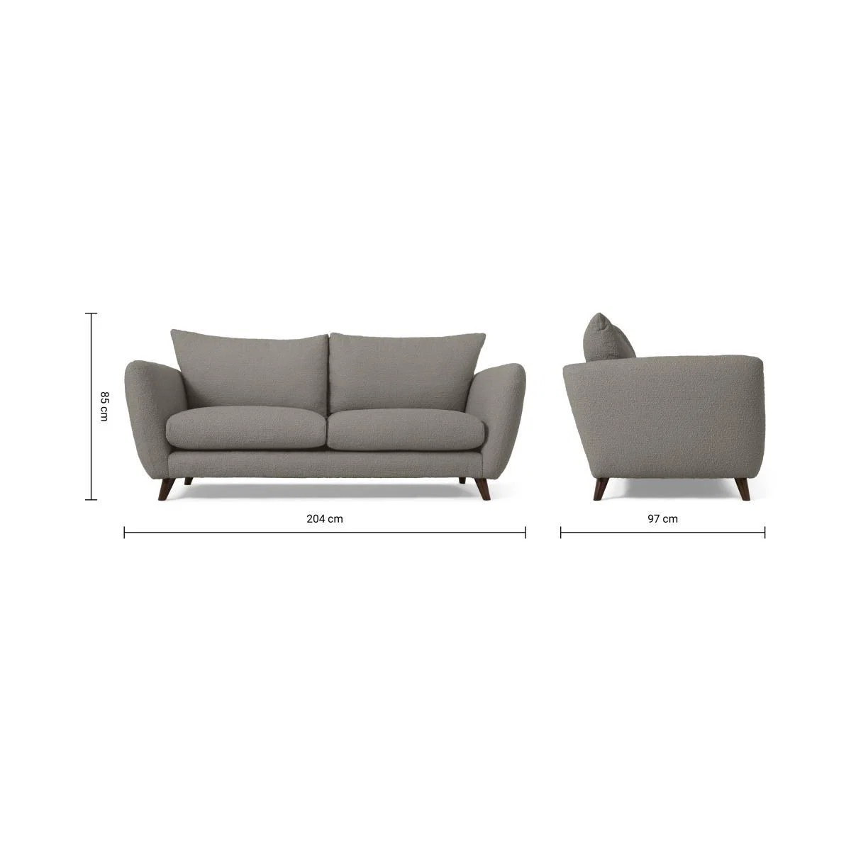 Elmira 3 Seater Sofa, Dove Grey Boucle – image 8