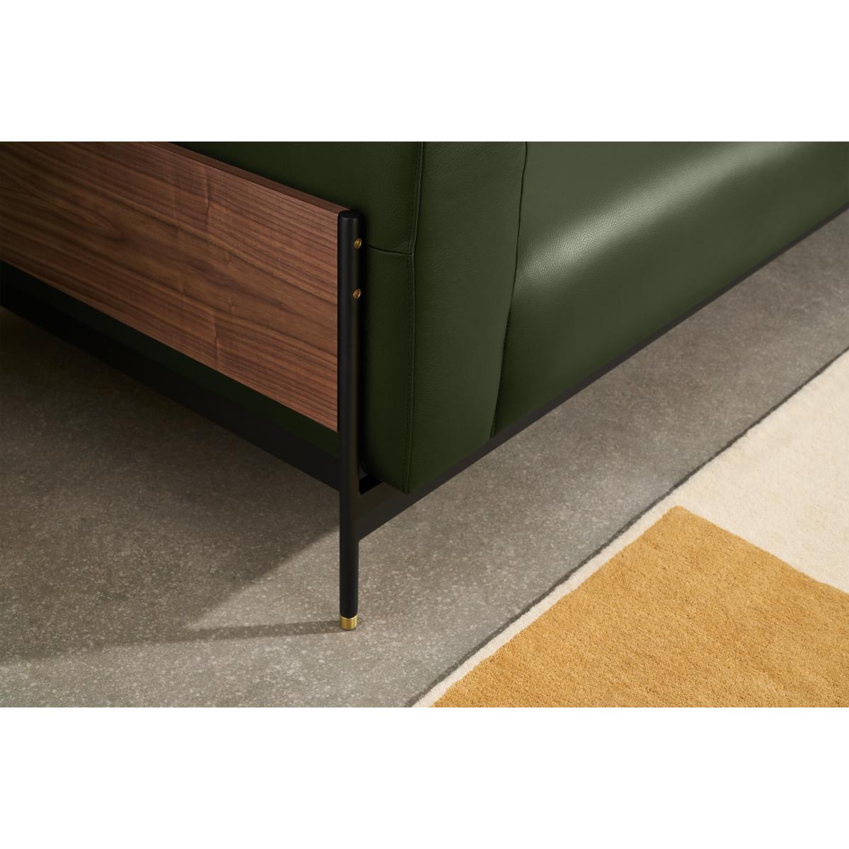 Presley 3 Seater Sofa, Denver Birch Green Leather & Walnut Veneer – image 5
