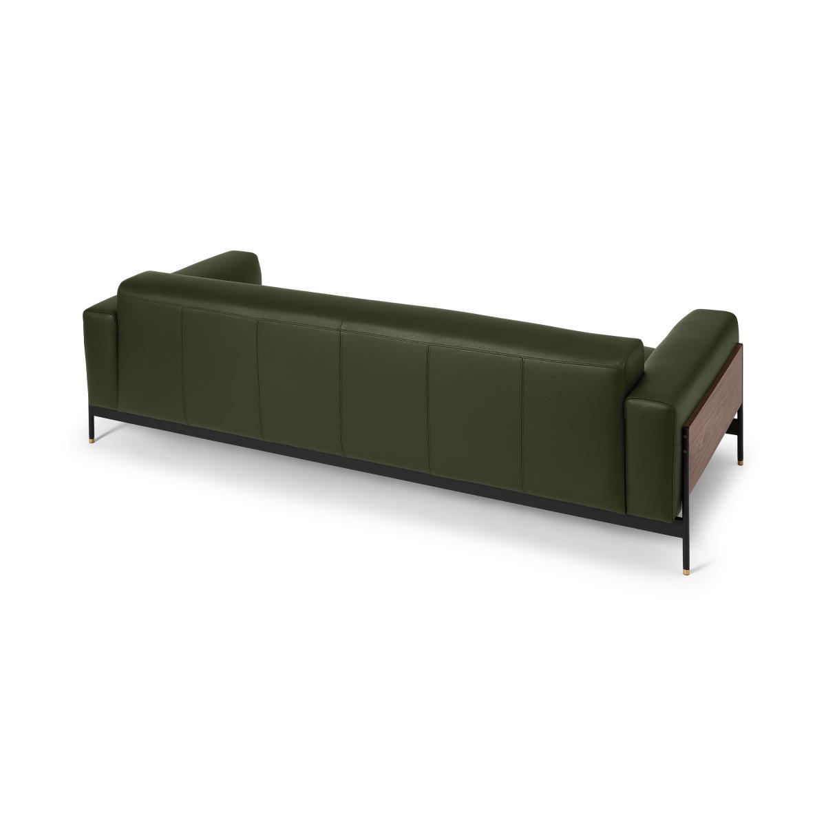 Presley 3 Seater Sofa, Denver Birch Green Leather & Walnut Veneer – image 6