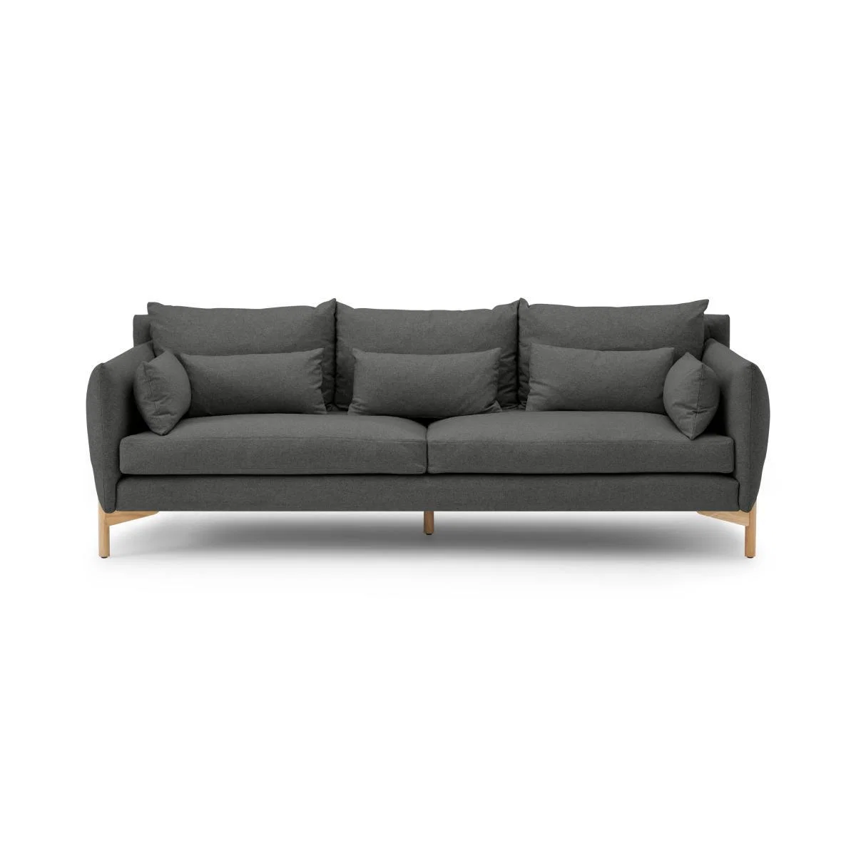 Amber 3 Seater Sofa, Elite Grey with Oak Legs – image 2