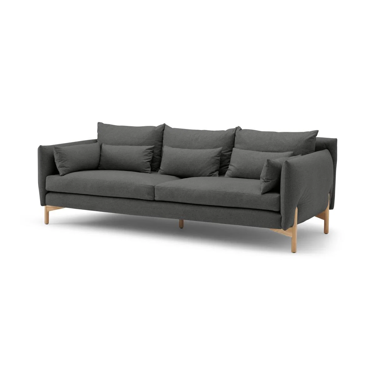 Amber 3 Seater Sofa, Elite Grey with Oak Legs – image 3