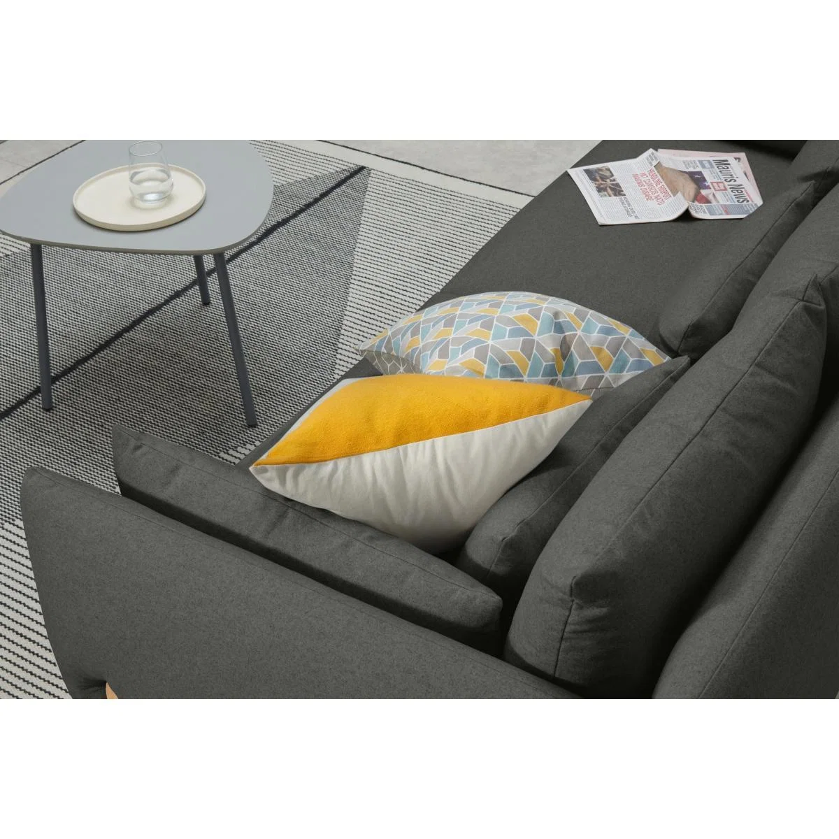 Amber 3 Seater Sofa, Elite Grey with Oak Legs – image 6
