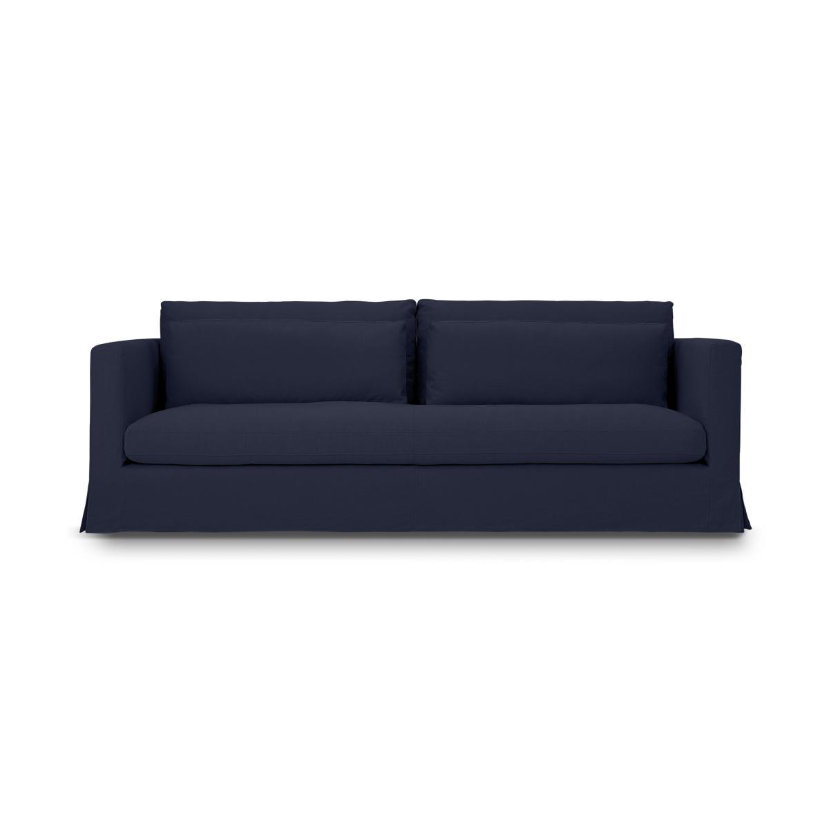 Arabelo 3 Seater Loose Cover Sofa, Midnight Blue Cotton & Linen Mix Fabric – image 2