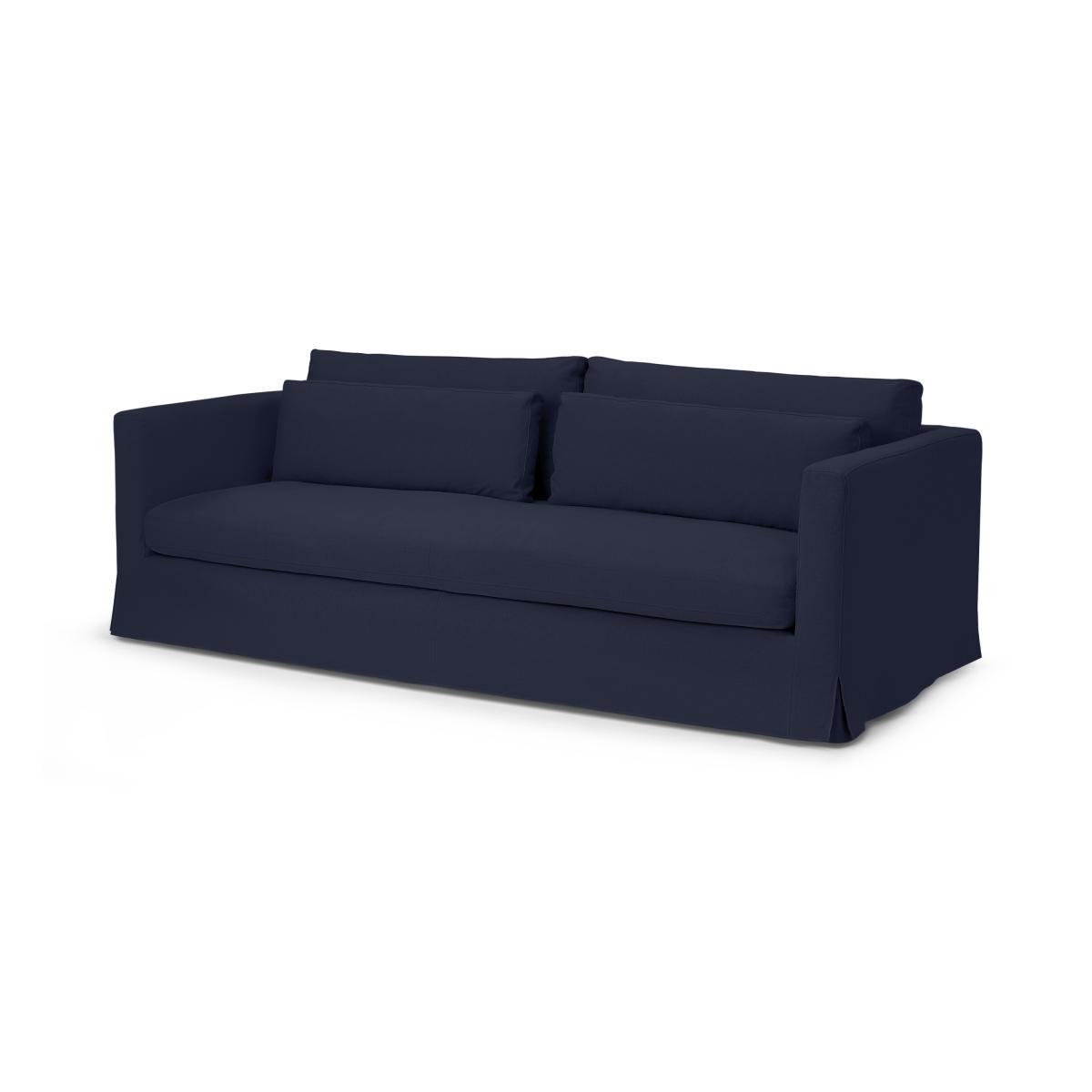 Arabelo 3 Seater Loose Cover Sofa, Midnight Blue Cotton & Linen Mix Fabric – image 3