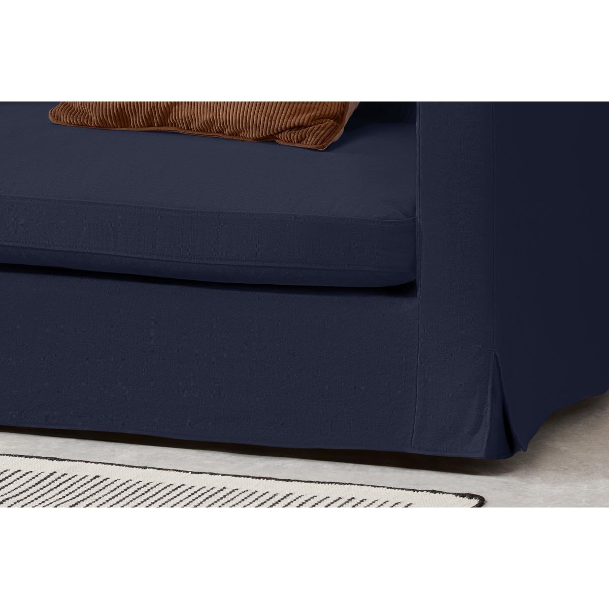 Arabelo 3 Seater Loose Cover Sofa, Midnight Blue Cotton & Linen Mix Fabric – image 5