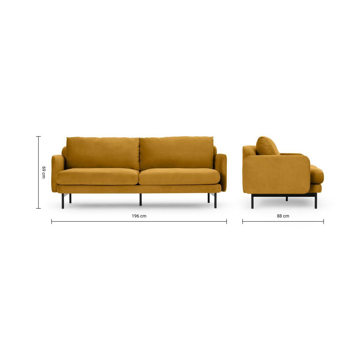 Miro 3 Seater Sofa, Vintage Ochre Velvet – image 9