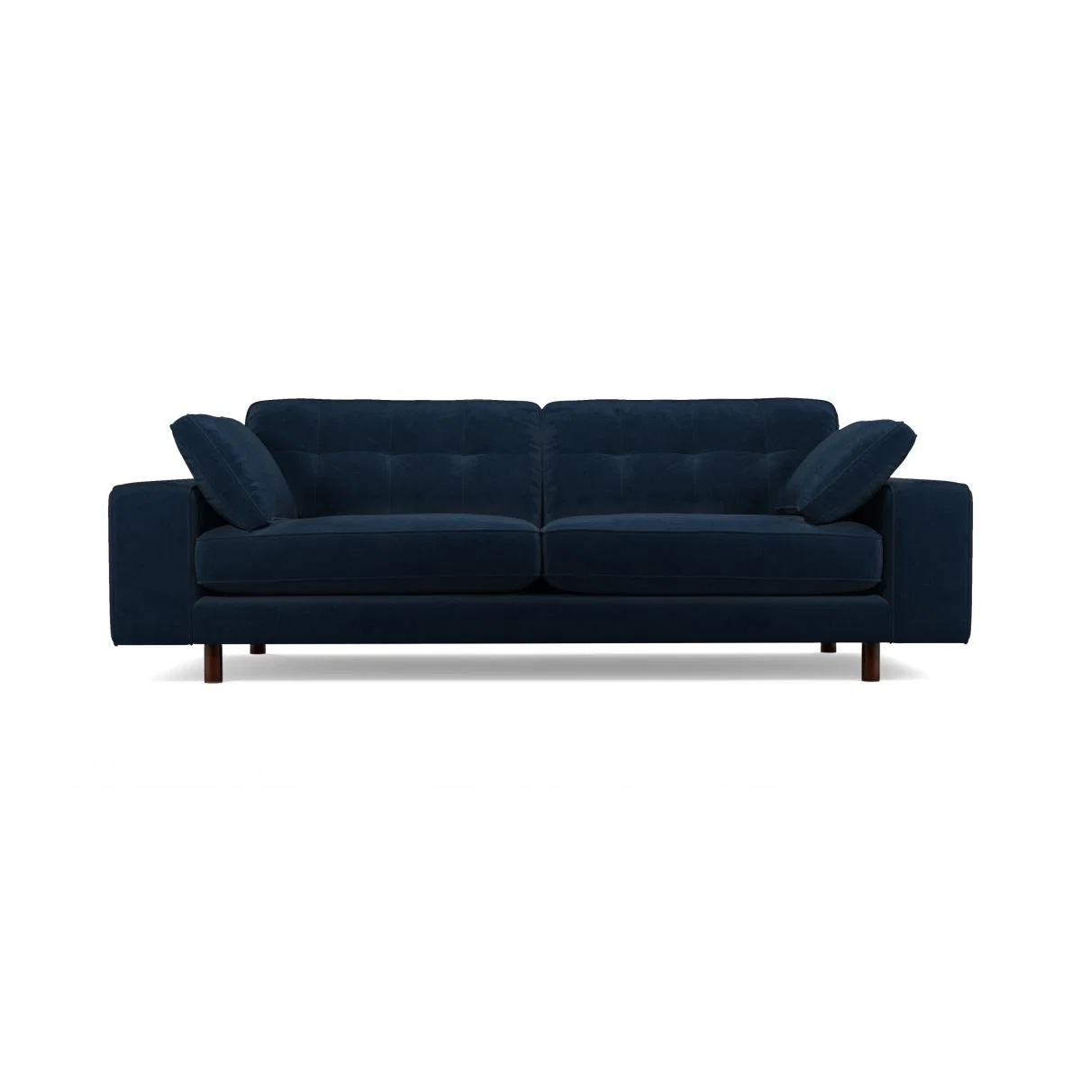 Content by Terence Conran Tobias, 3 Seater Sofa, Navy Blue Recycled Velvet with Dark Wood Legs – image 2