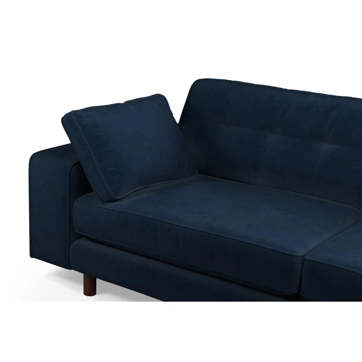 Content by Terence Conran Tobias, 3 Seater Sofa, Navy Blue Recycled Velvet with Dark Wood Legs – image 7
