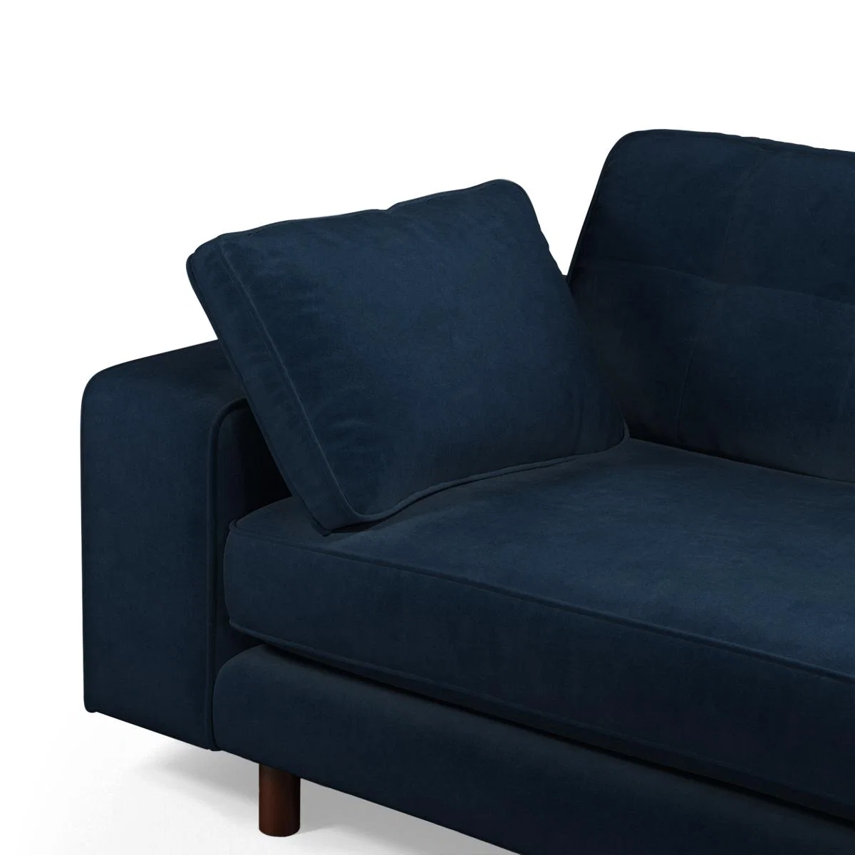 Content by Terence Conran Tobias, 3 Seater Sofa, Navy Blue Recycled Velvet with Dark Wood Legs – image 10