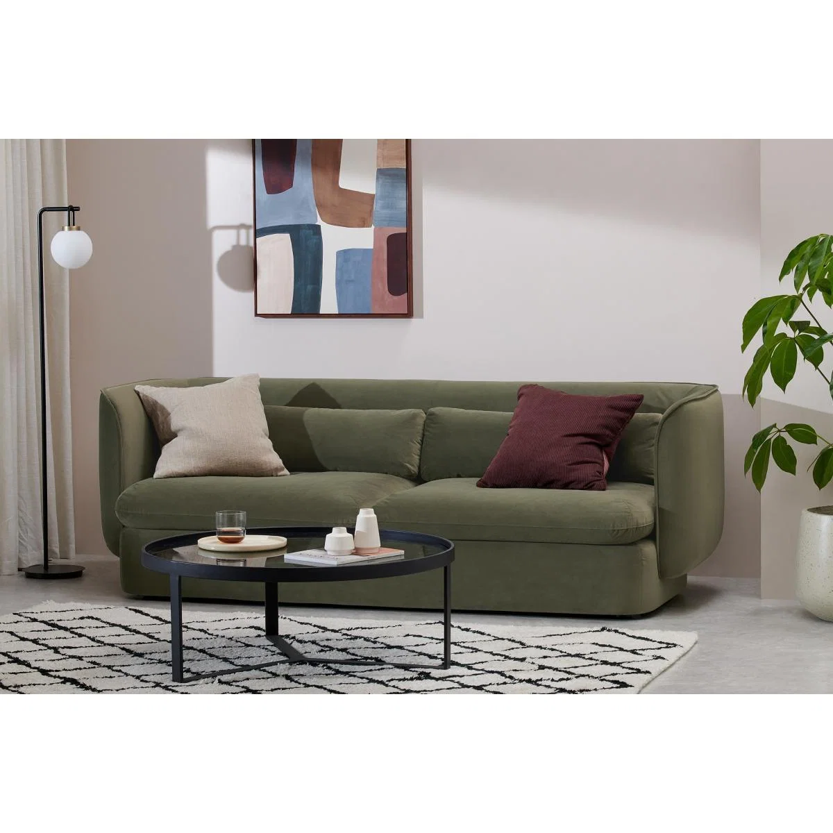 Maliri 3 Seater Sofa, Pistachio Green Recycled Velvet – image 4
