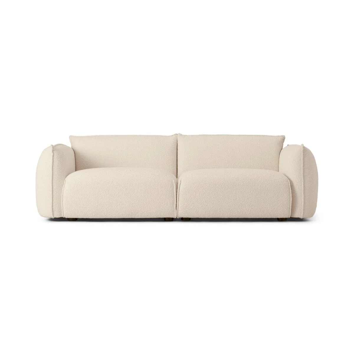 Dion 3 Seater Sofa, White Boucle with Stainless Steel Frame – image 2