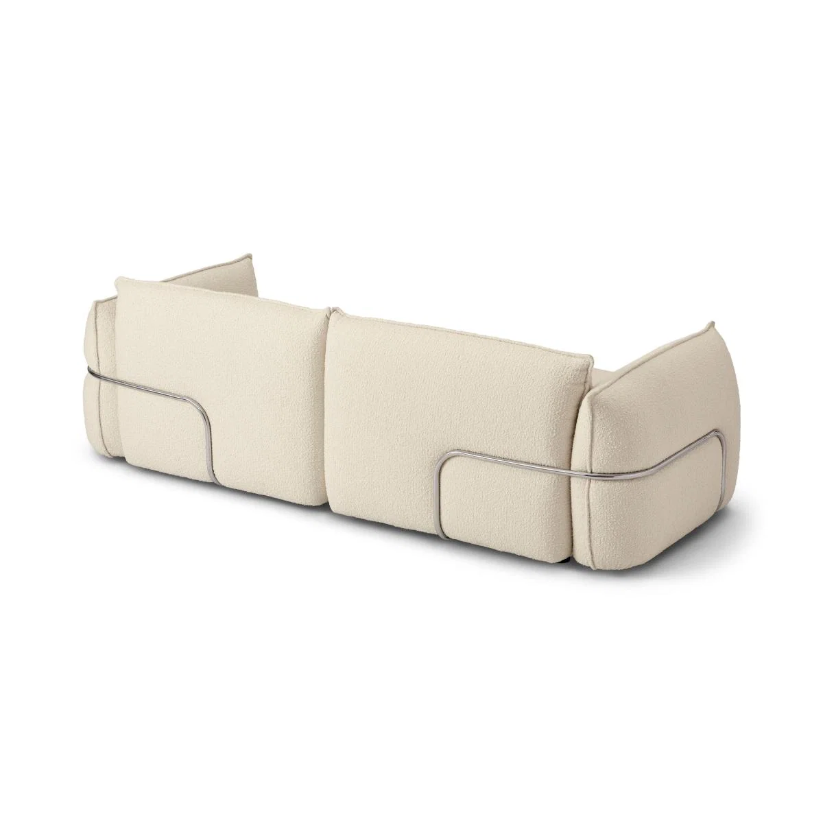 Dion 3 Seater Sofa, White Boucle with Stainless Steel Frame – image 6