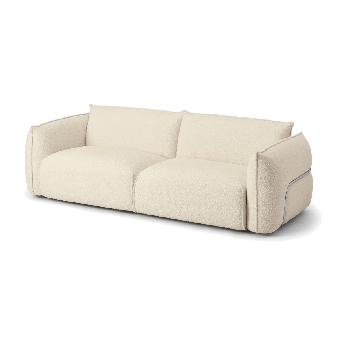 Dion 3 Seater Sofa, White Boucle with Stainless Steel Frame – image 1