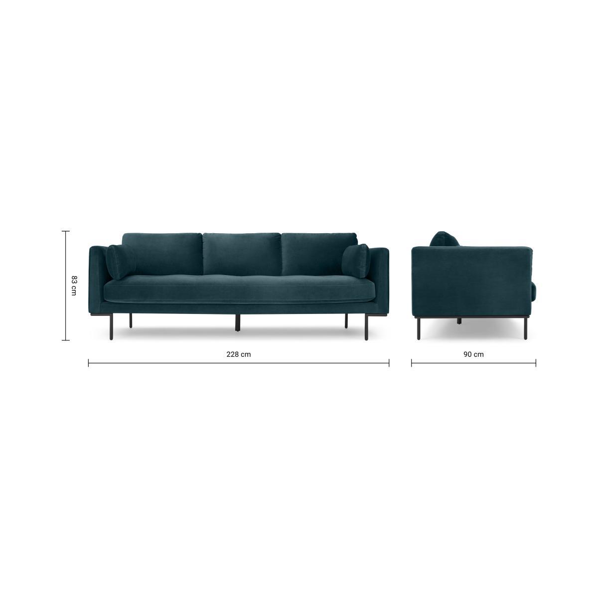 Harlow, 3 Seater Sofa, Coastal Blue Velvet – image 9