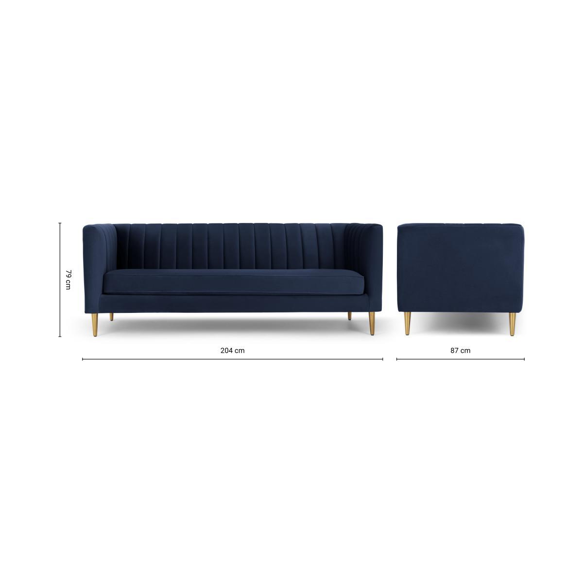 Amicie 3 Seater Sofa, Royal Blue Velvet – image 9
