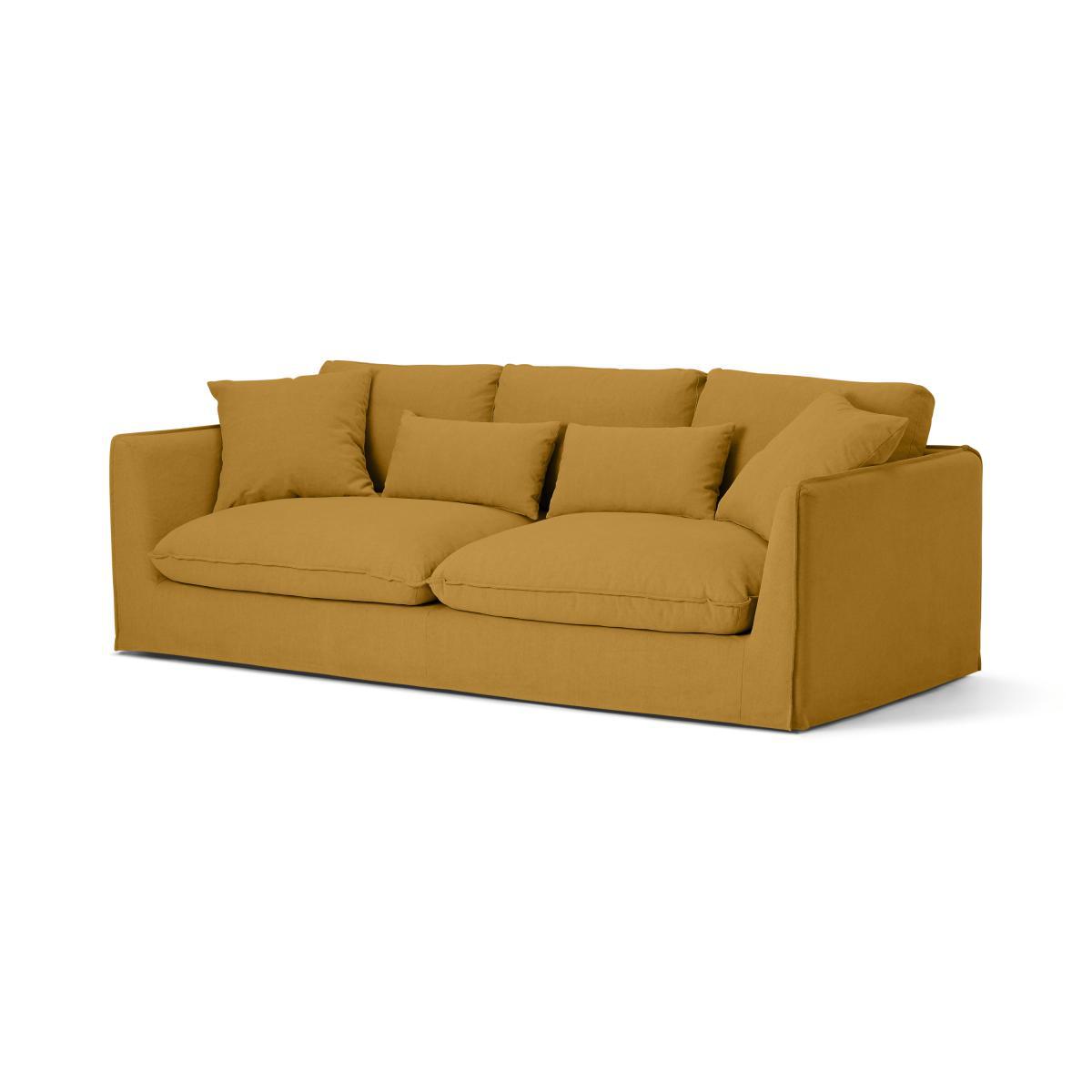 Kasiani 4 Seater Sofa, Ochre Cotton & Linen Mix – image 3