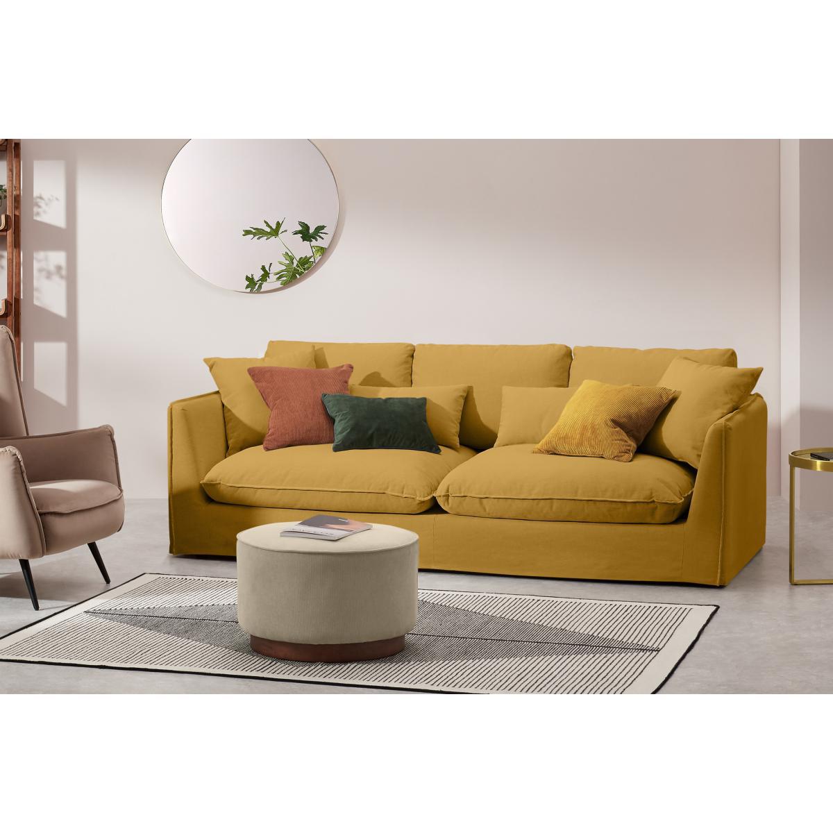 Kasiani 4 Seater Sofa, Ochre Cotton & Linen Mix – image 4