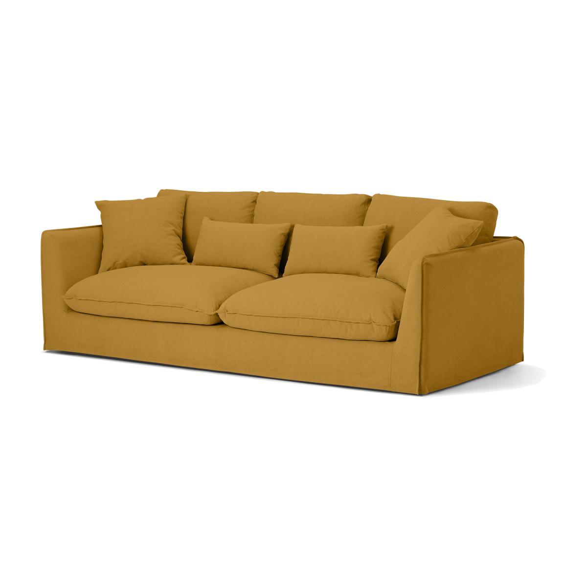 Kasiani 4 Seater Sofa, Ochre Cotton & Linen Mix – image 1