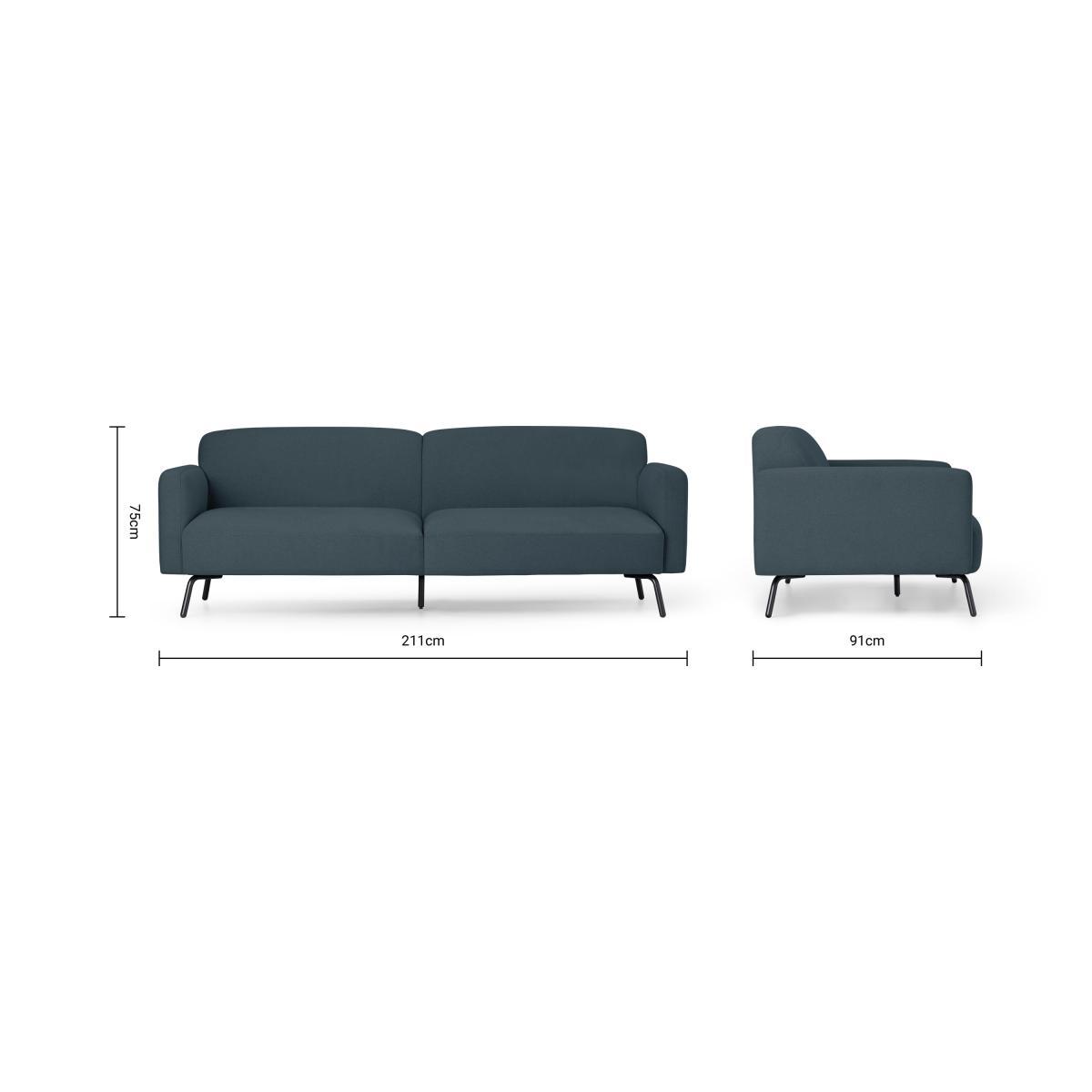 Toula 3 Seater Sofa, Aegean Blue – image 9