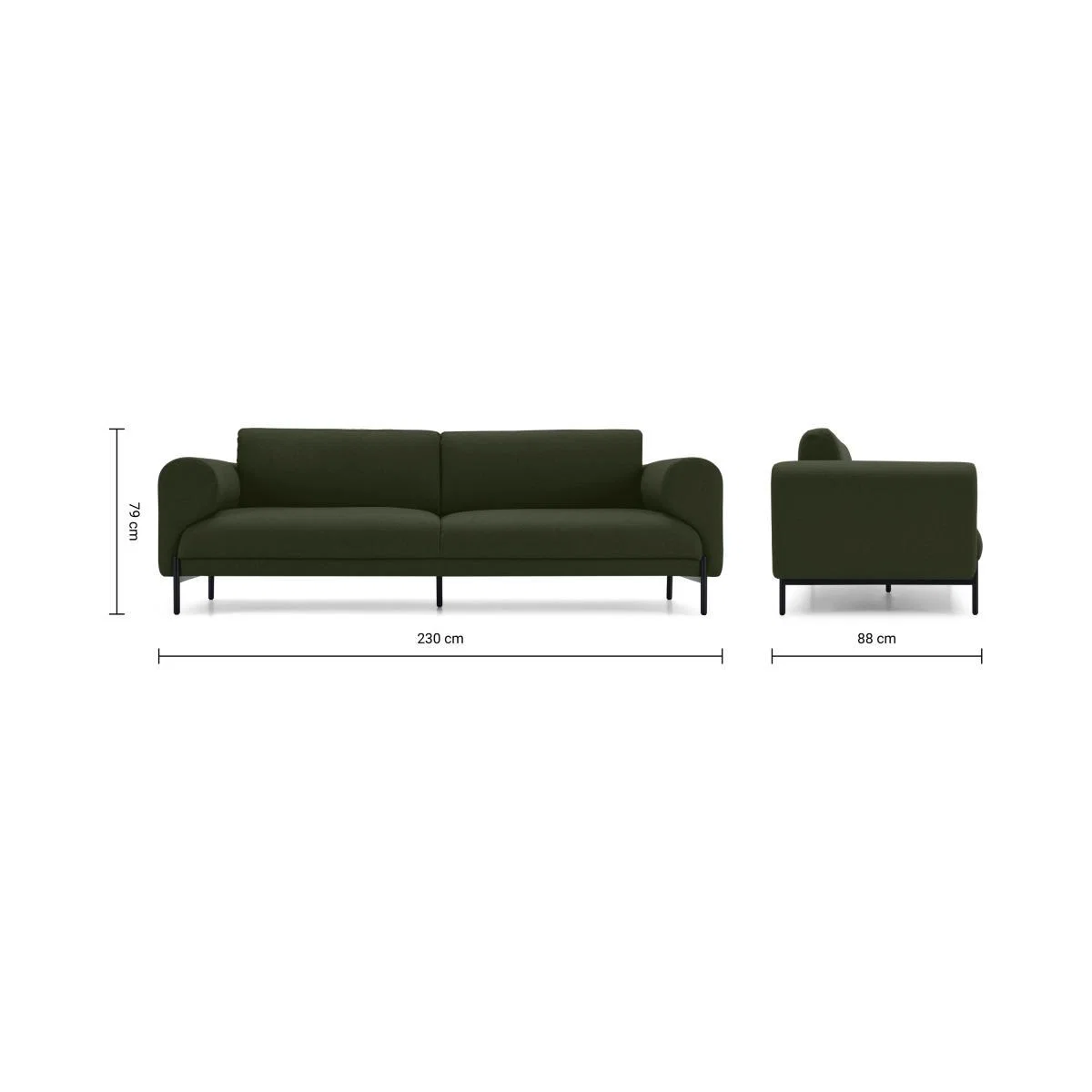 Orsel 3 Seater Sofa, Army Green – image 9