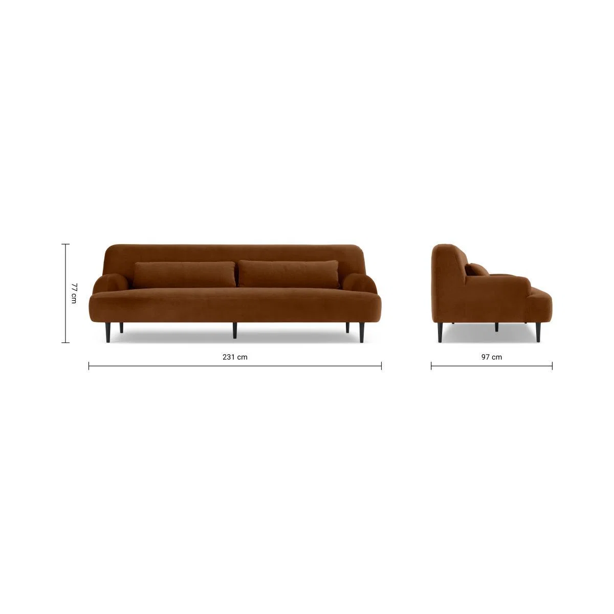 Giselle 3 Seater Sofa, Cinnamon Velvet – image 9