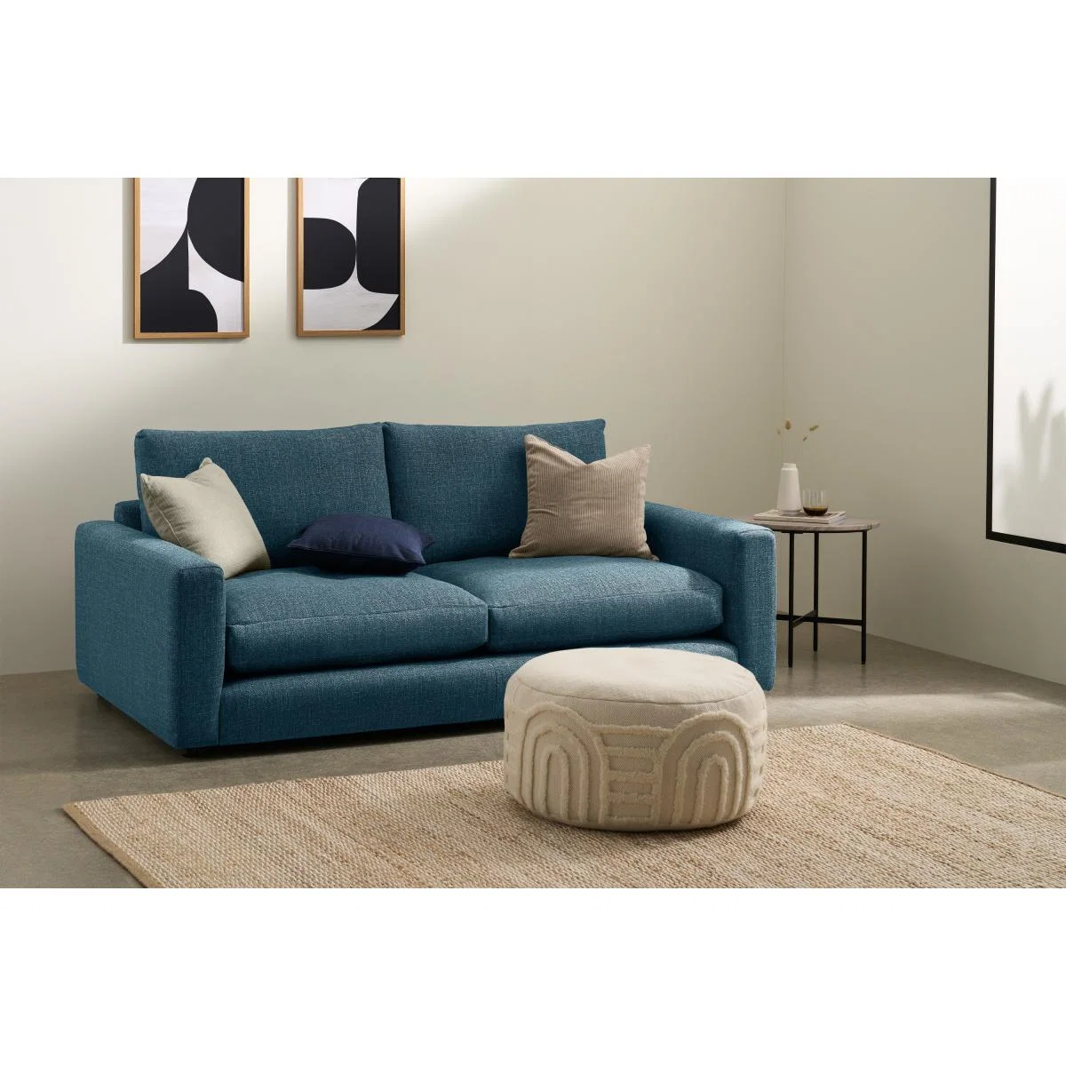 Arni 3 Seater Sofa, Aegean Blue Textured Weave – image 4