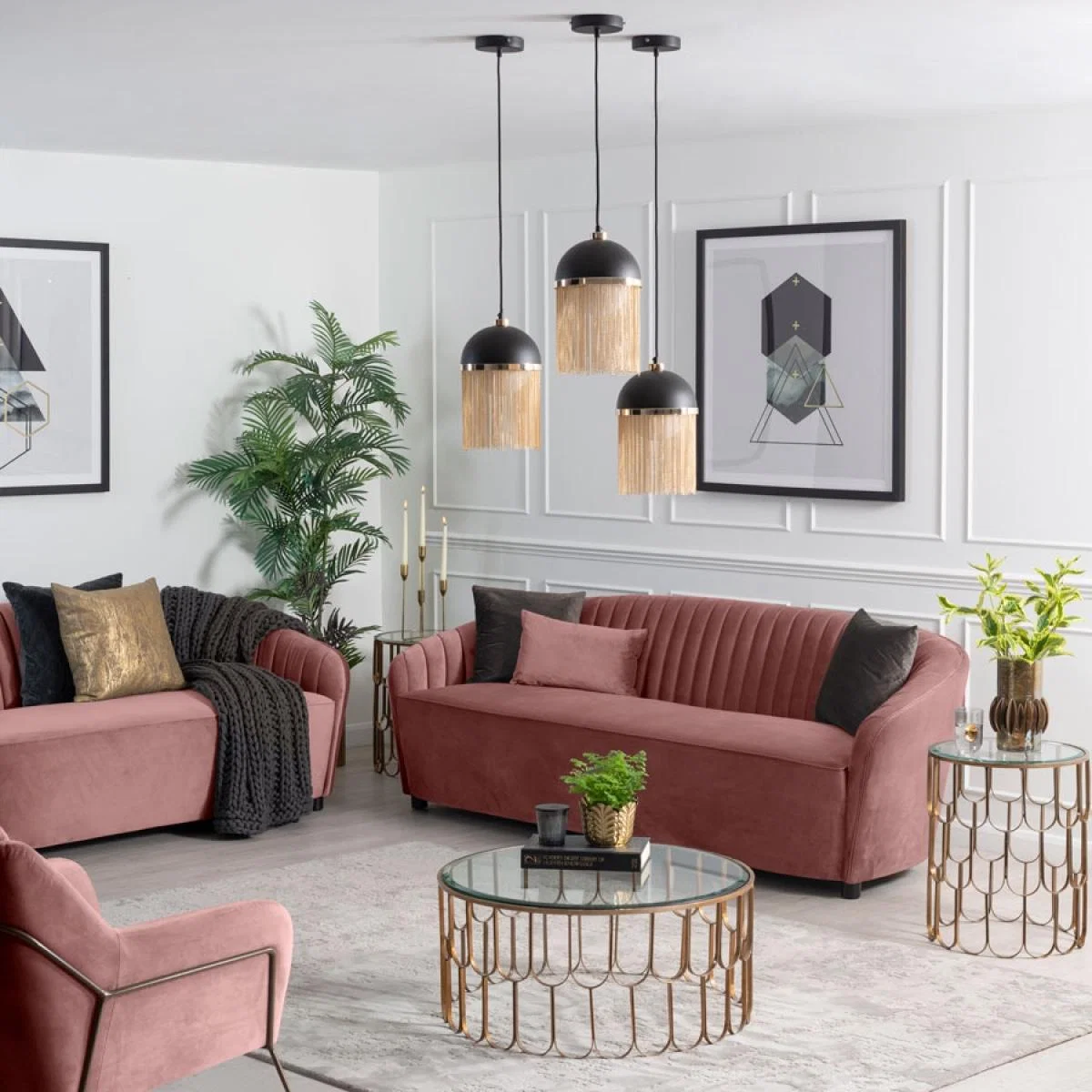 Alice Three Seat Sofa - Blush Pink – image 2