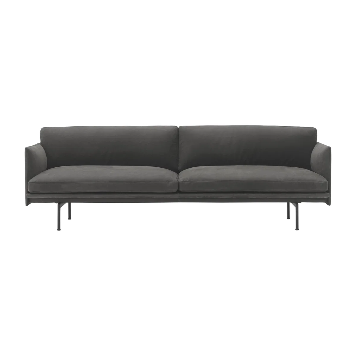 Muuto Outline 3-seater sofa leather Grace leather Camel-black legs – image 1