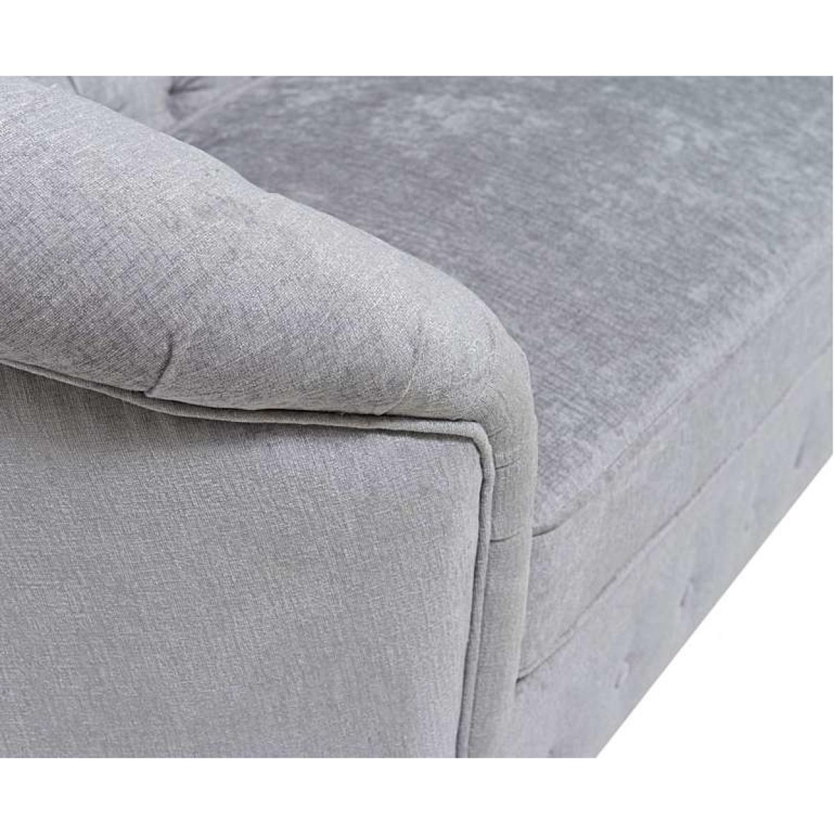 Ex-display Chloe Chesterfield Grey Plush Fabric Three-Seater Sofa – image 2