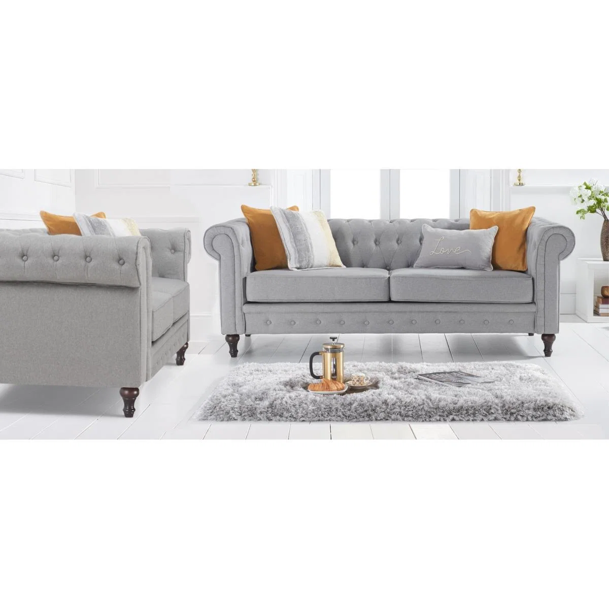 Calama Grey Linen 3 Seater Sofa – image 11
