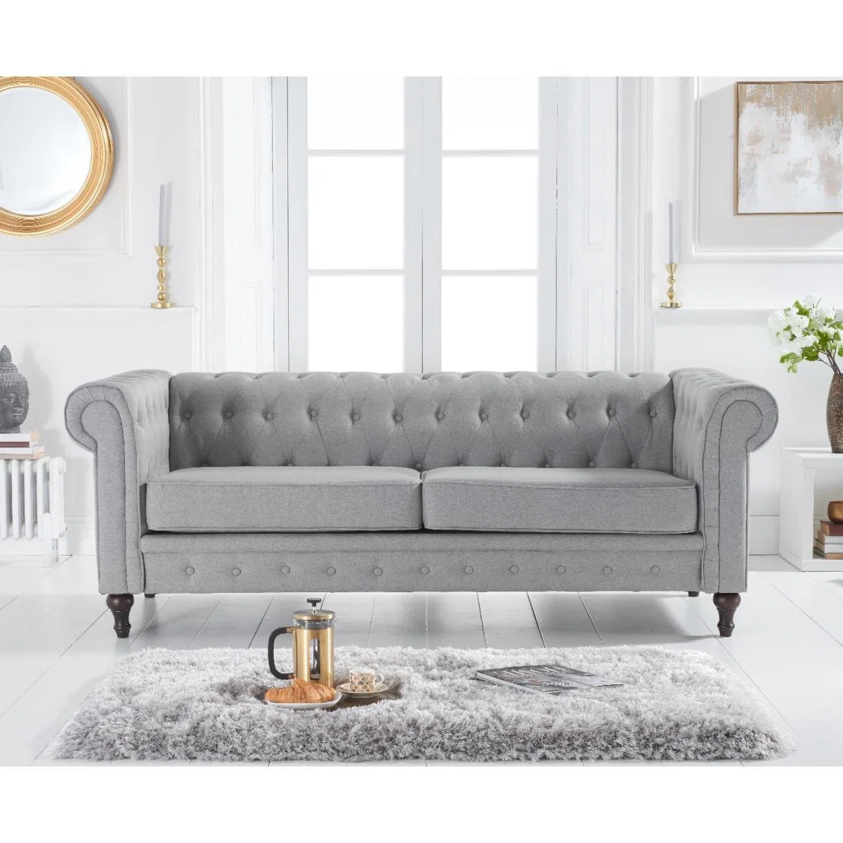 Calama Grey Linen 3 Seater Sofa – image 3