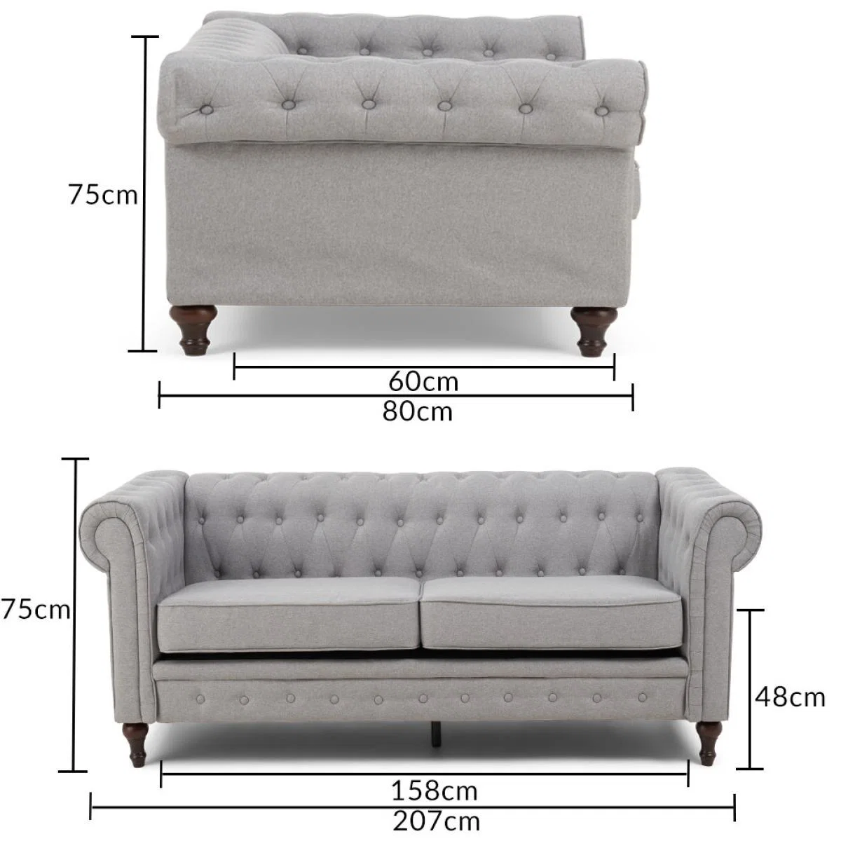 Calama Grey Linen 3 Seater Sofa – image 10