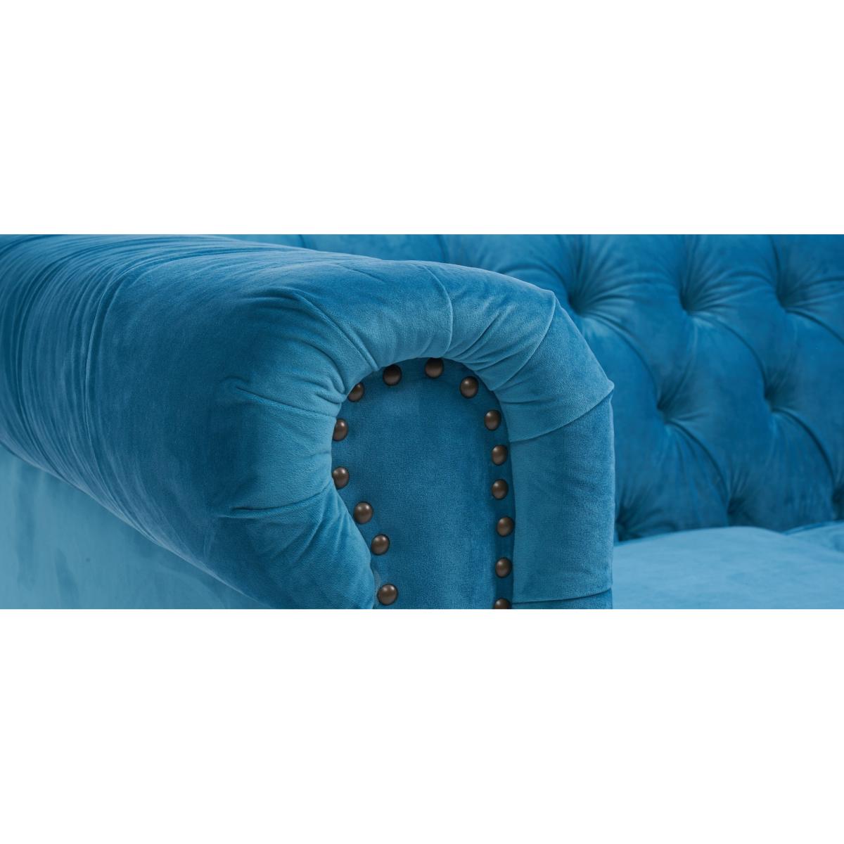 Milano Chesterfield Teal Plush Velvet 3 Seater Sofa – image 11