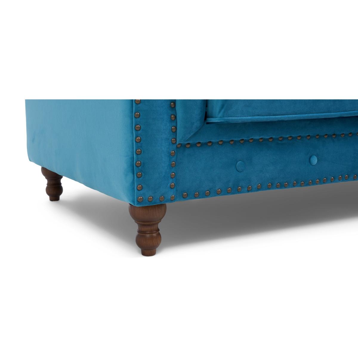 Milano Chesterfield Teal Plush Velvet 3 Seater Sofa – image 13