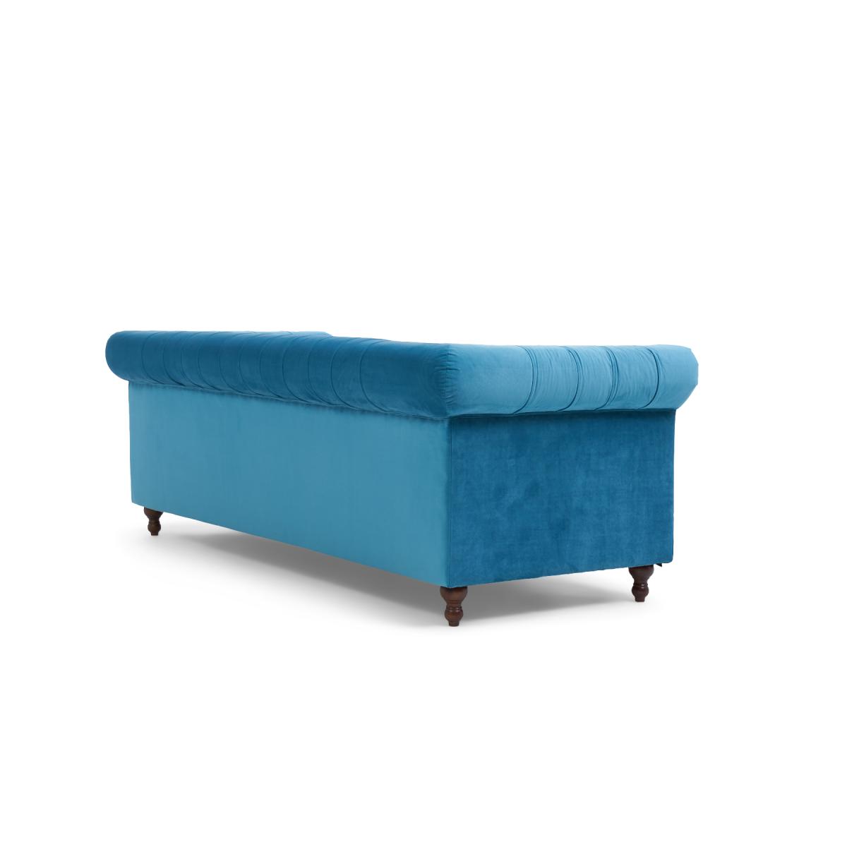 Milano Chesterfield Teal Plush Velvet 3 Seater Sofa – image 6
